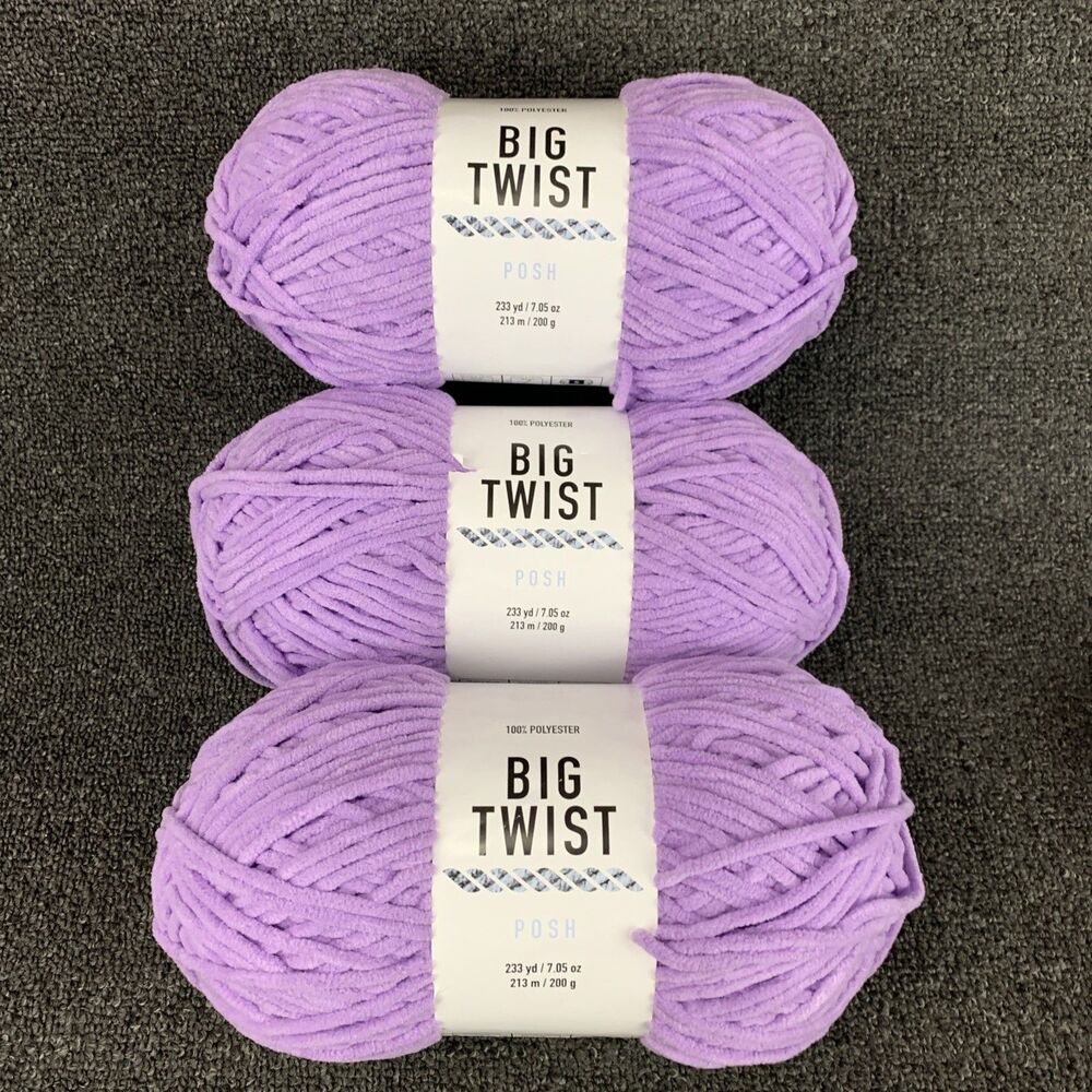 Lot Of 3 Big Twist Posh Ube Milk Tea Yarn Polyester Bulky Weight#5 7.05oz/223yds